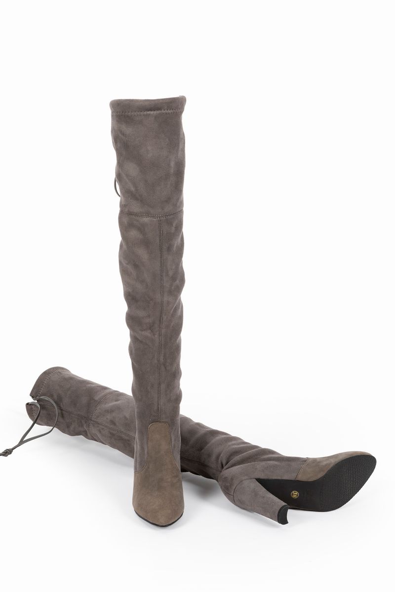 Stuart Weitzman - Stivali Cuissard in camoscio grigio