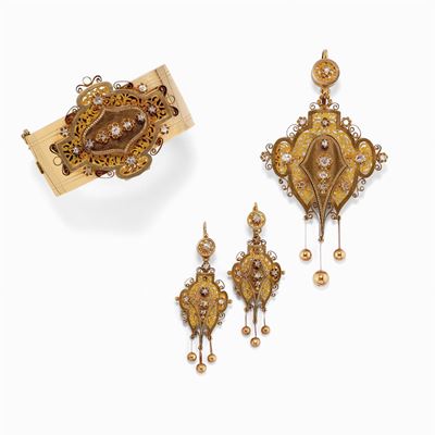 Parure in Oro 18k e Diamanti, XIX Secolo