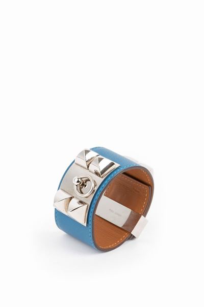 Bracciale Collier de Chien, pelle bluette e metallo, 2011