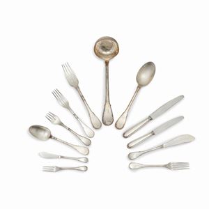 A silver cutlery service, Italy 20th Century