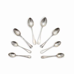 Sixteen silver spoons, Italy 20th Century