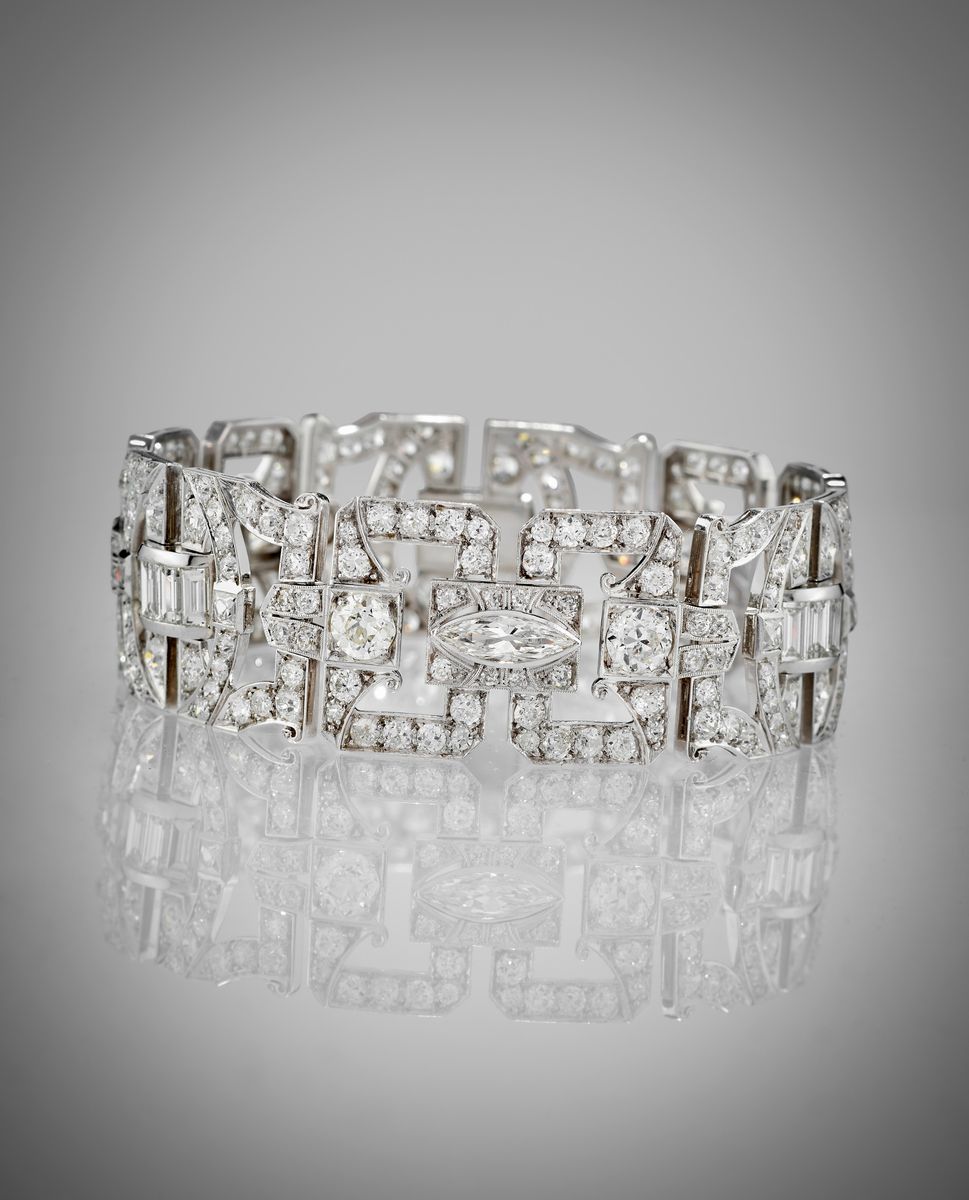 Bracciale in Platino e Diamanti, 1930 Circa