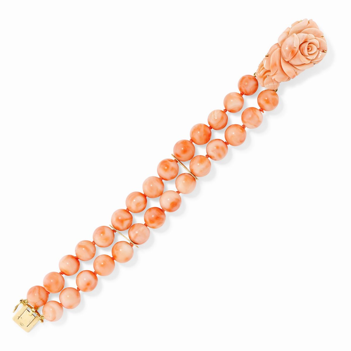 Parure in Oro Giallo 18k e Corallo Rosa