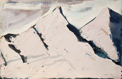 Montagne, tempera su carta applicata masonite
