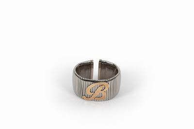 Bracciale tubogas in argento con iniziale 'B' in oro