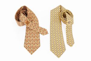 Lot of two silk twill ties