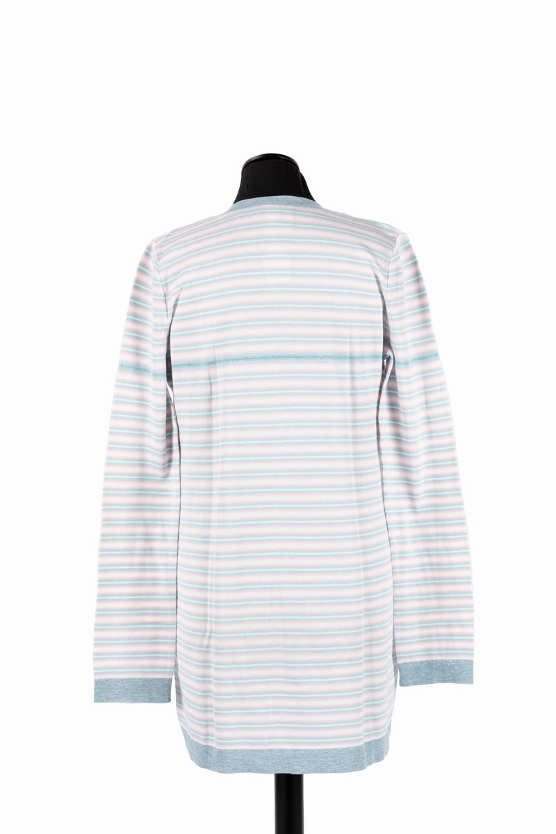 Chanel - Twin Set, Canotta e Cardigan in Cotone e Cachemire a Righe