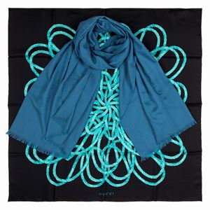 Lot comprising a silk scarf and a wool and silk scarf