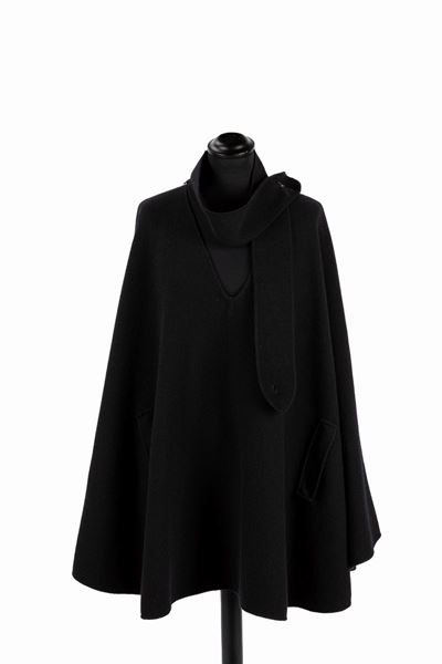 Mantella a poncho in lana, cachemire e seta, taglia M