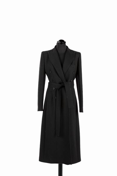 Cappotto lungo in lana nera