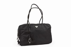 Black fabric double handles bag