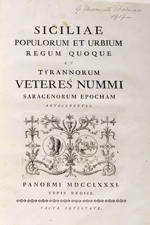  Gabriele Lancillotto principe di Torremuzza  Castelli  - Siciliae populorum et urbium regum quoque et tyrannorum veteres nummi Saracenorum epocham anticedantes
