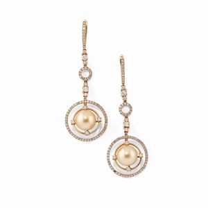 A 18k red gold and cultured pearl earrings, defects
