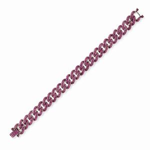  - Bracciale in oro bianco e brunito 18k con rubini