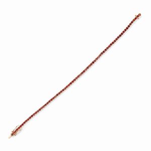  - Bracciale tennis in oro rosa 18k e zaffiri orange