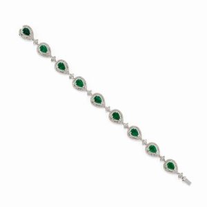  - Bracciale in oro bianco 18k, smeraldi e diamanti