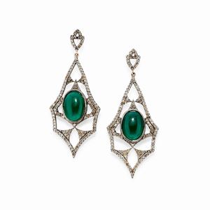  - Orecchini in argento, diamanti e pietre dure