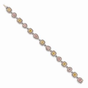  - Bracciale in oro bianco 18k, diamanti fancy e incolori