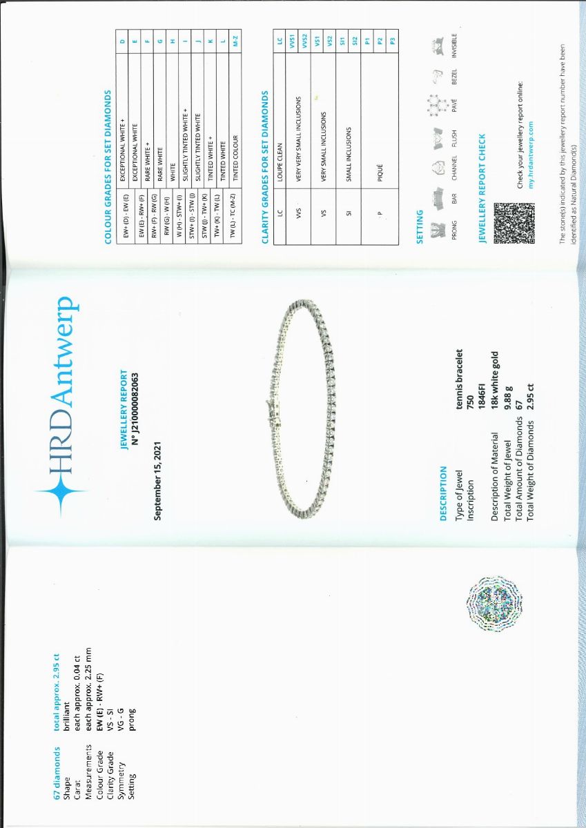 Bracciale Tennis in Oro Bianco 18k e Diamanti