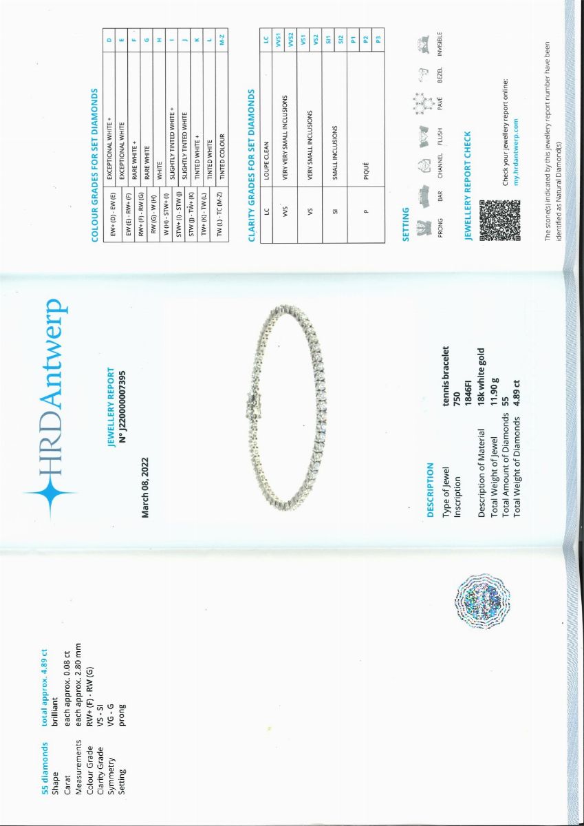 Bracciale Tennis in Oro Bianco 18k e Diamanti