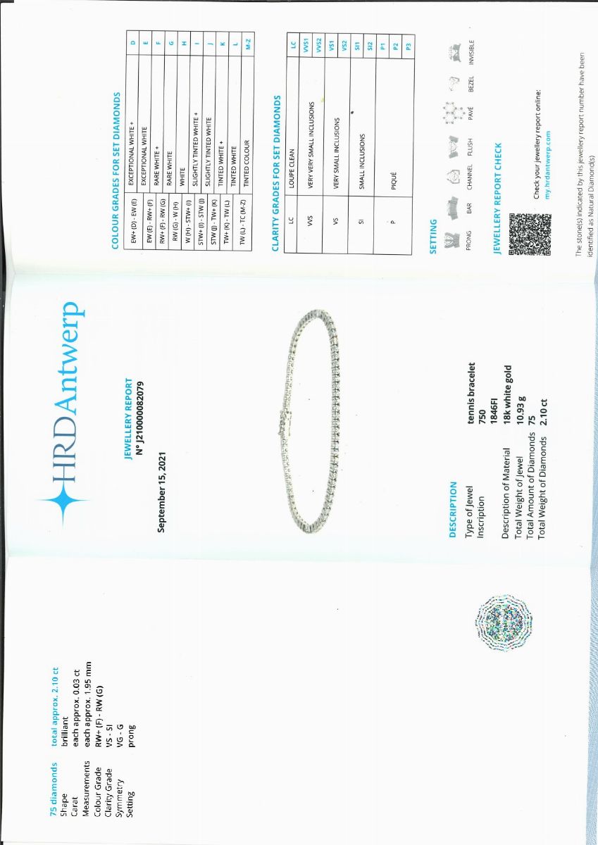 Bracciale Tennis in Oro Bianco 18k e Diamanti