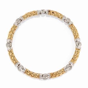 Collana in oro bicolore 18k e diamanti