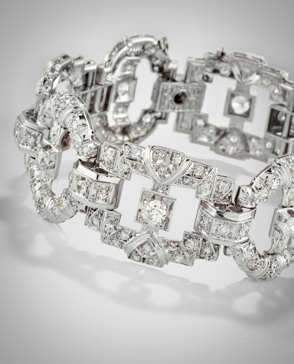 Bracciale in Platino e Diamanti, 1920 Circa