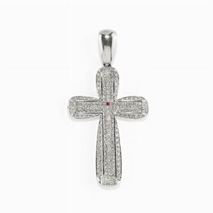 Pendente in oro 18k, rubino e diamanti