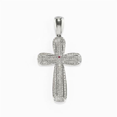 Pendente in Oro 18k, Rubino e Diamanti