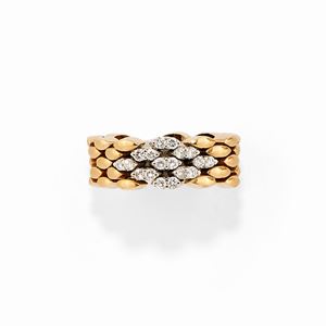  - Anello in oro bicolore 18k e diamanti