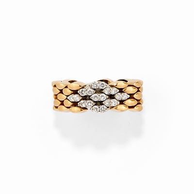 Anello in Oro Bicolore 18k e Diamanti