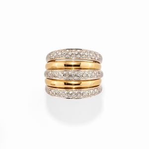  - Anello in oro bicolore 18k e diamanti
