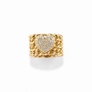  - Anello in oro giallo 18k e diamanti