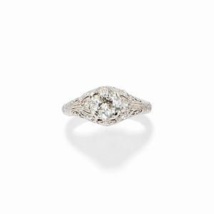 Anello in platino e diamanti, 1920 circa