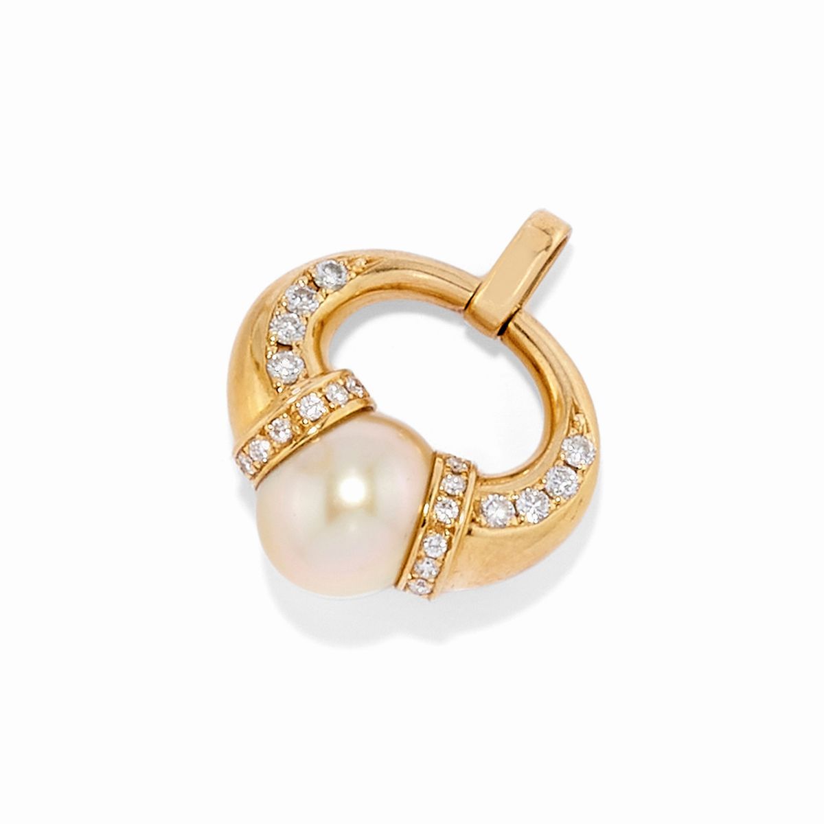 Anello e Pendente in Oro Giallo 18k, Perle e Diamanti
