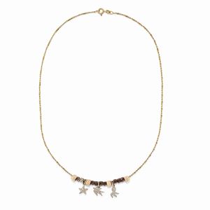  - Collana in oro giallo 18k, argento e diamanti