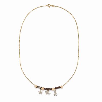 Collana in Oro Giallo 18k, Argento e Diamanti
