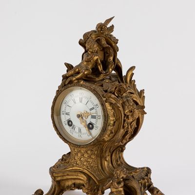 Pendola da Tavolo in Bronzo Dorato, Secolo XIX