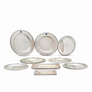 Nine silver dishes, 20th Century