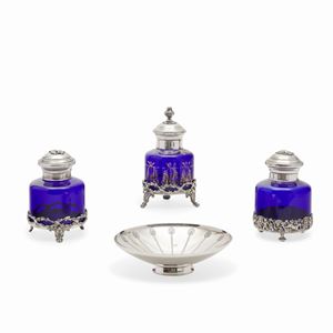 A toilette silver 925 and glass set, Tiffany & Co.
