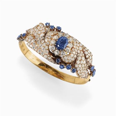 Bracciale in Oro 18k, Zaffiri e Diamanti