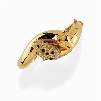 Bracciale in Oro 18k, Onice, Smeraldi e Diamanti