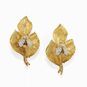 Orecchini in oro bicolore 18k e diamanti