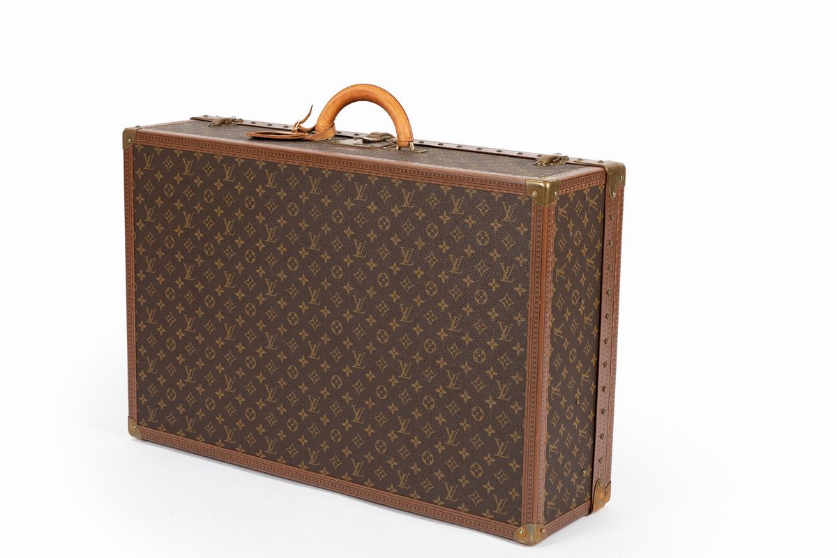 Louis Vuitton - Valigia Alzer, in tela monogram con profili in cuoio e dettagli in ottone