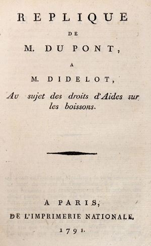 Replique de M. Du Pont a M. Didelot, au sujet des droits d'Aides sur les boissons