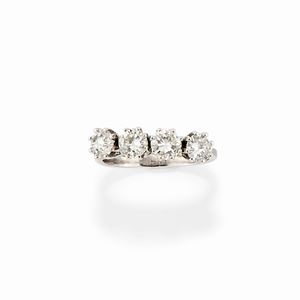 A 18k white gold and diamond ring