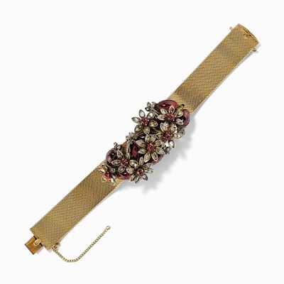 Bracciale in Oro 18k, Argento, Diamanti e Granati