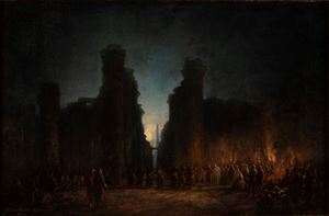 Tebe e le rovine del tempio di Karnac nella notte del 2 giugno 1863