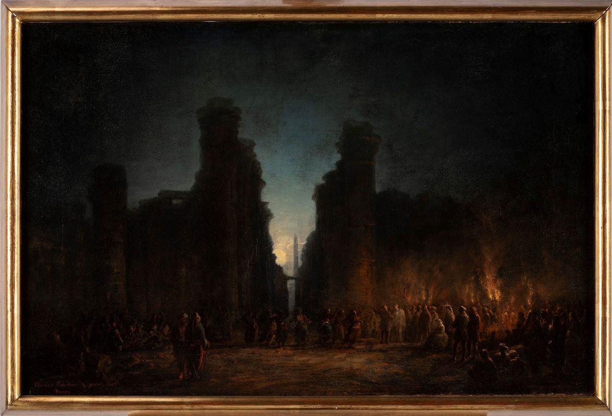 Francois Pierre Barry - Tebe e le Rovine del Tempio di Karnac nella Notte del 2 Giugno 1863