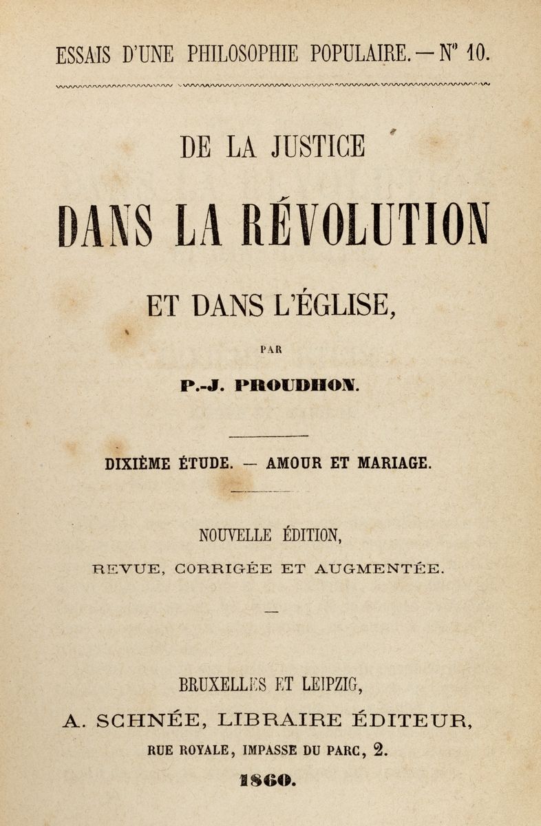 Pierre-joseph Proudhon - De la justice dans la Révolution et dans l'Église, seconda edizione